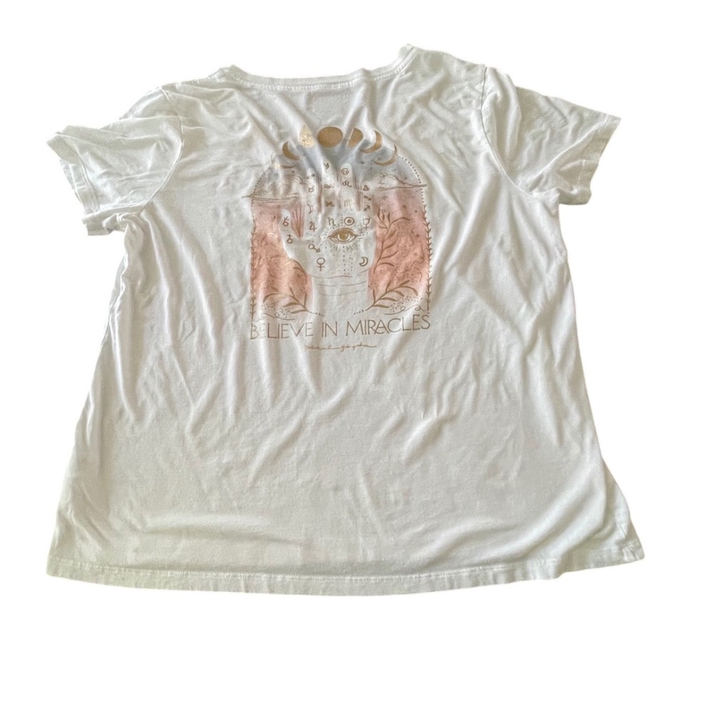 Spiritual Gangster Believe In Miracles Hamsa V-Neck T-Shirt White XL